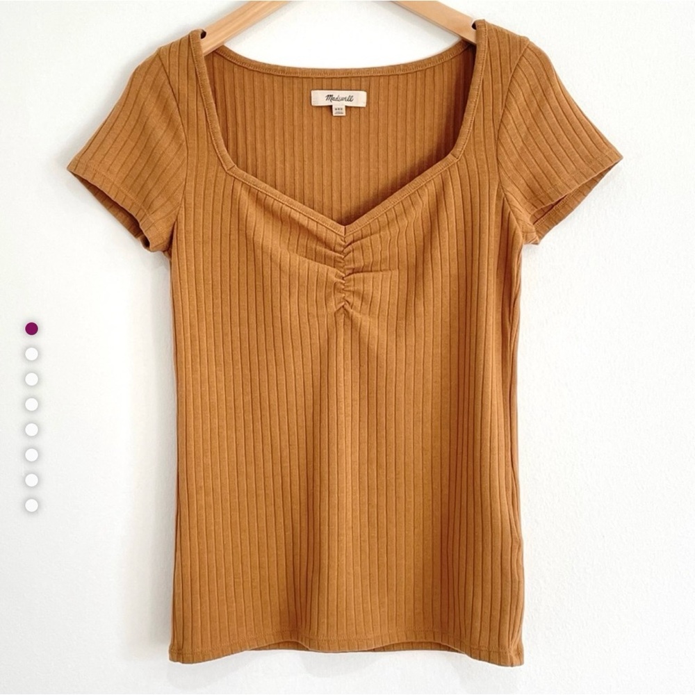 Madewell Ribbed Sweatheart Top in Toffee